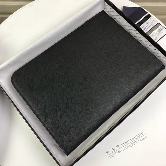 prada手包 普拉達2020最新款皮革手拿包 2VN003 Prada黑色男士手拿包  pyd2418